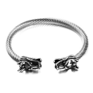 Pulsera de Acero Inoxidable doble dragon ajustable