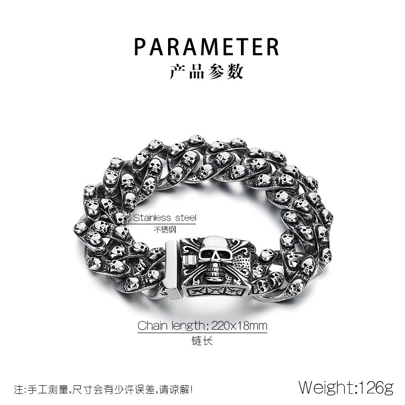 Pulsera acero skullers acero broche Big cuban - Imagen 4