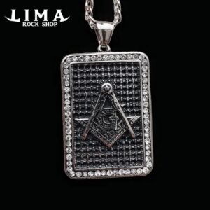 Amuleto masón medalla collar de acero inoxidable