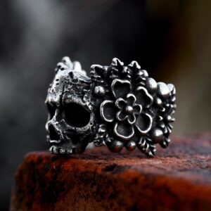 Anillo Flor de Calavera acero