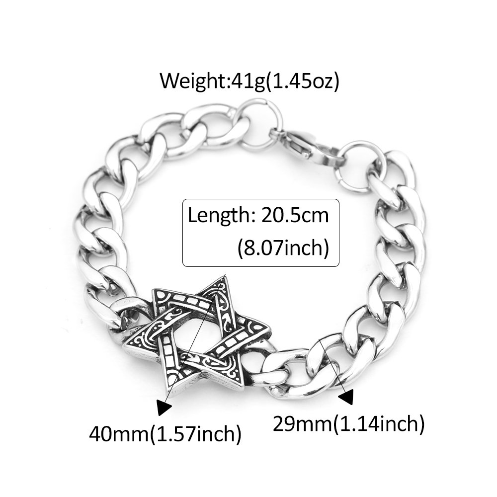 Pulsera de estrella de David de acero inoxidable - Imagen 3