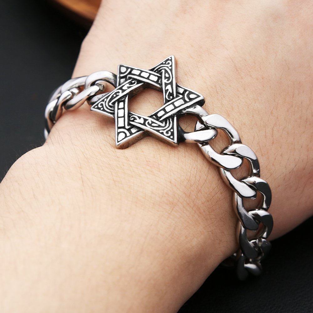 Pulsera de estrella de David de acero inoxidable - Imagen 2