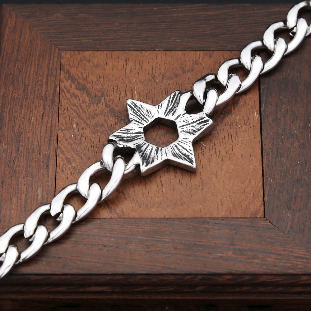 Pulsera de estrella de David de acero inoxidable - Imagen 4