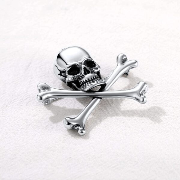 Broche retro calavera de acero inoxidable