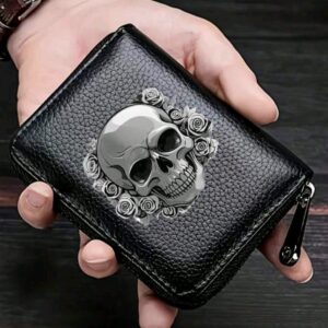 Cartera con estampado calavera gótico